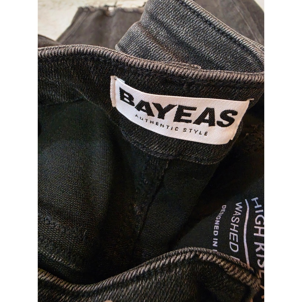 Bayeas High Rise Ankle Wide Leg Jeans Washed Black 22W Plus Size BYW8125-P NEW - Picture 2 of 7